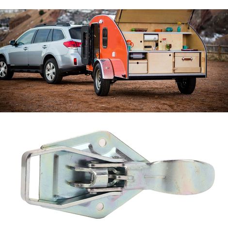 (Vidéo disponible) 1 jeu de verrou de porte de remorque robuste avec ressort et plaque de montage, compatible avec les remorques, caravanes et camions. (1/5)