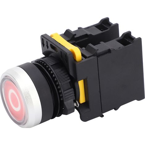 Interrupteur à bouton-poussoir ABS de type arrêt, à réarmement automatique et étanche, rouge, 220 V CA. (1/5)