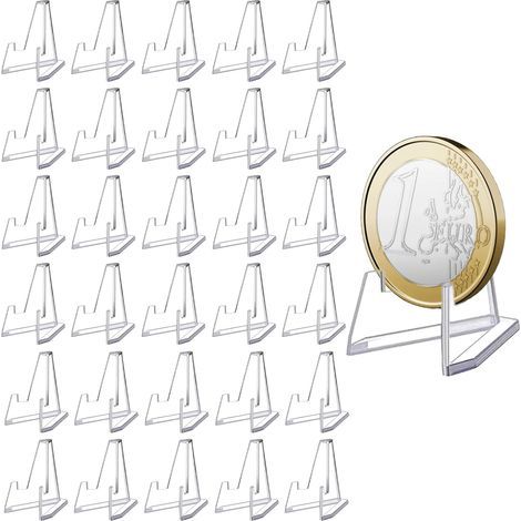 30 Pcs - Chevalet Acrylique - Présentoir Carte - Support Exposition Médaille Badge - Transparent - 4x1x5.8 cm (1/5)