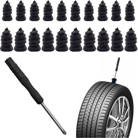 Kit de réparation de crevaison – 21 pièces avec mèches champignon et tournevis pour pneus de voiture, moto et camion (1/4)