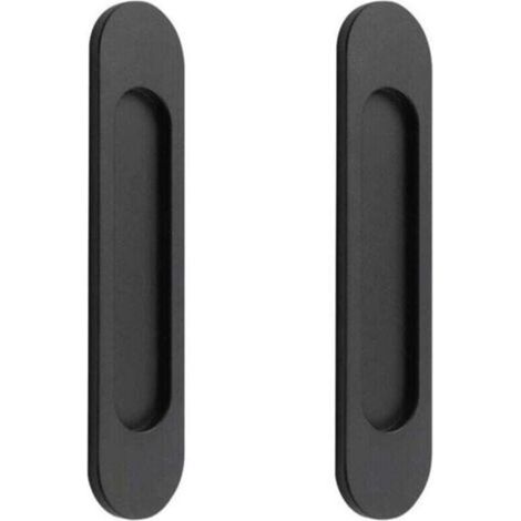 2 pezzi maniglie ovali per porte scorrevoli autoadesive in lega di alluminio nero opaco senza foratura per porte scorrevoli, finestre di armadietti 148 cm (1/4)