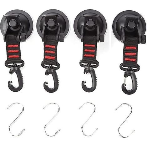 Set di ancoraggi a ventosa da 4 pezzi con 4 ganci a S, ventosa da campeggio per tendalino laterale dell'auto, barca, campeggio, telone (1/4)
