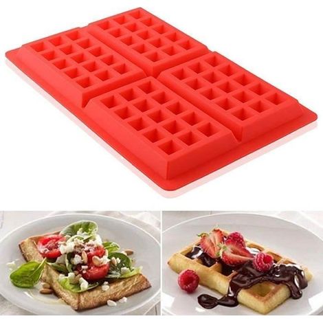 Moule des gaufres Outil de cuisson au crêpe Silicone ,2 Rouge (1/4)