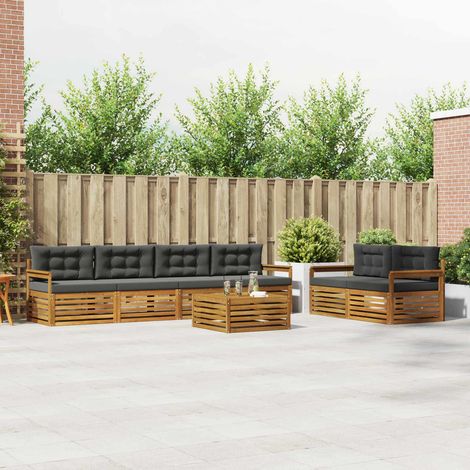 vidaXL Outdoor-Sofagarnitur mit Kissen 7 pcs Natur und Anthrazit (1/5)