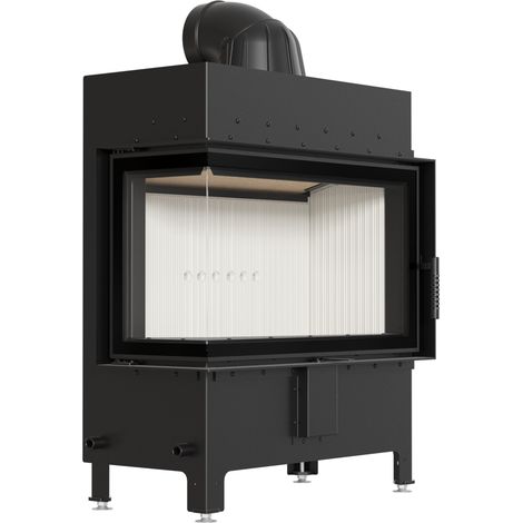 KRATKI LUCY 14 kW linke Eck Kaminofen Einsatz Holz Ø200 Installationsset (1/5)