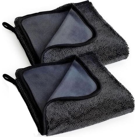 Set of 2 Super Absorbent Microfiber Cloths (40x40 cm) - Ultra-Soft and Lint-Free - Ideal for Bathroom, Kitchen & Car - Dark Grey - Brilliant Cleaning Without Scratches (1/5)