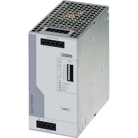 PHOENIX CONTACT QUINT4-PS/3AC/24DC/20 2904622 FUENTE DE ALIMENTACION CARRIL DIN 24 V/DC 20 A 3 X 1 PZA(S)