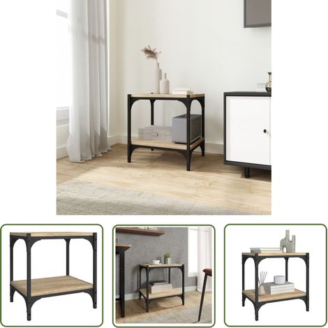 The Living Store Meuble TV Chêne sonoma 40x33x41 cm Bois d'ingénierie et acier - Meubles Tv - Meuble Tv Industriel - Meuble Tv Chêne - Meuble Rangement - Support Tv (1/5)