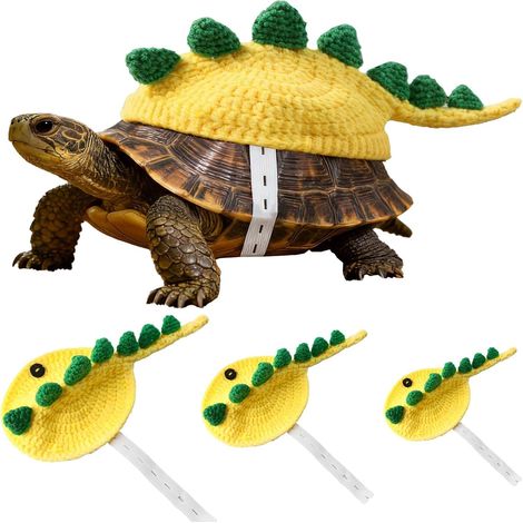 Pull tortue tricoté - Costume de tortue dinosaure avec bretelles réglables, tenue d'hiver respirante et chaude pour animaux de compagnie, vêtements de tortue faits main pour cosplay, fêtes et séances (1/5)