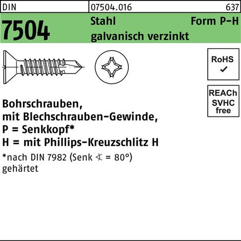 Vis autoforeuse DIN 7504 SEKO PH P 6,3x60-H acier galv. 250p.