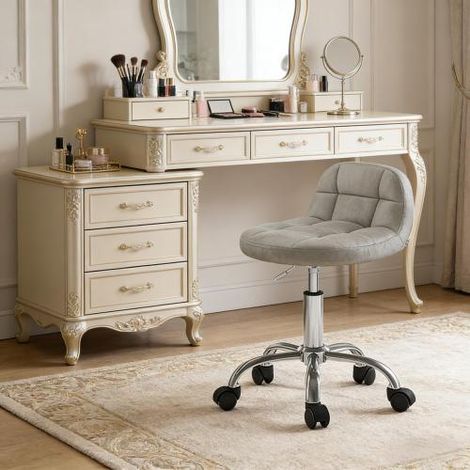 Chaise de bureau, fauteuil, tabouret de bureau à roulettes, chaise pivotante pour ordinateur ou coiffeuse (Chaises uniquement)