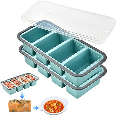 Silikon-Gefrierform – 2er-Set – 250 ml – mit Deckel – BPA-frei – für Suppen und Babynahrung (1/5)