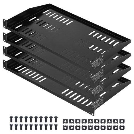 1U Server-Rack-Regal, 4 Stk., 22,68 kg, belüfteter Ausleger, Wandmontage oder Rack-Montage-Regal mit Ablage, 254 mm Tiefe, gute Luftzirkulation für 482 mm-Schrank-Computernetzwerkausrüstung (1/5)