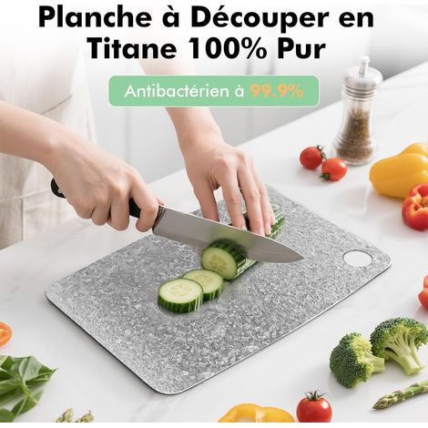 Planche à découper en titane,Planche a Decouper en Titane 100% pur Pour Cuisines avec Certification EPA,Planches à Découper Antibactériennes Double Face pour Cuisine et Cuisson à l'extérieur(3625 cm) (1/5)