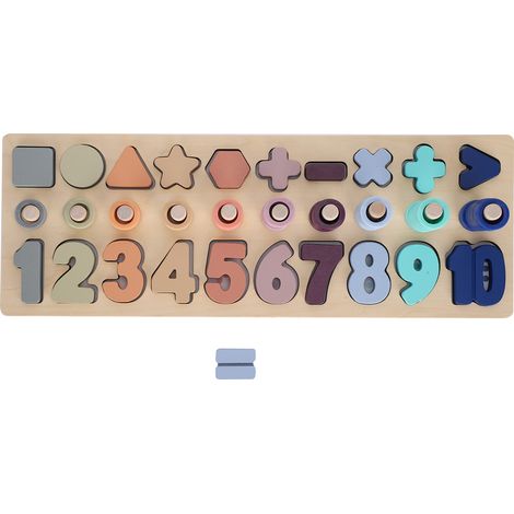 Jeu de tri de nombres en bois formes colorées blocs de construction éducation préscolaire enfant (1/5)