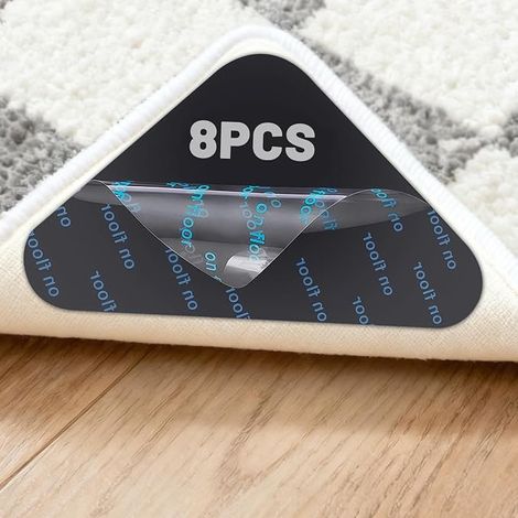 8 x Rug Grippers, Washable Reusable Anti Slip Mat for Laminate Flooring, Parquet, Tiles (Triangle) (1/5)