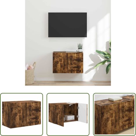 Wandmontierter Schrank - TV-Wandschrank Wandmontiert Geräucherte Eiche 59,5 x 31 x 40 cm (1/5)