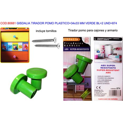 Maniglia in plastica verde 34x33 mm - 2 unità