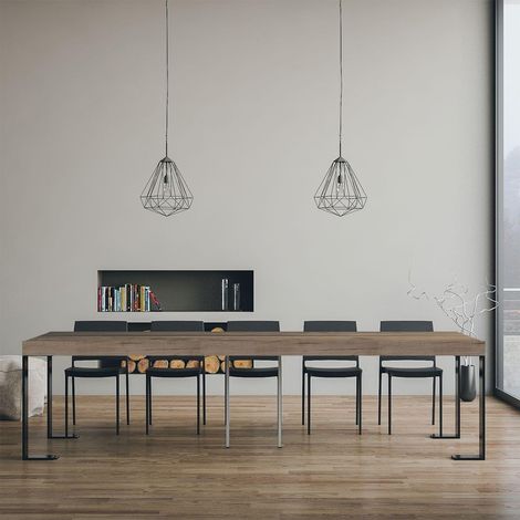 Tavolo Consolle Allungabile TECNO PREMIUM rovere natura con Allunghe Complete (1/3)