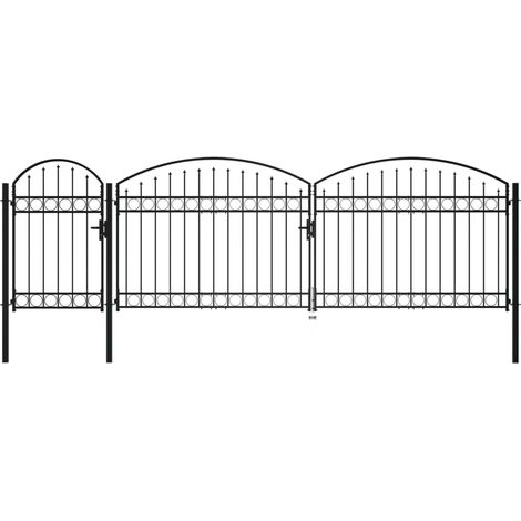 Portail de jardin avec dessus arqué Acier 1,75 x 5 m Noir vidaXL