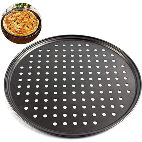 Plaques à pizza, 26 cm - Moule métallique résistant pour la cuisine - Ustensile de cuisson robuste pour four - Appareil à pizza - Ustensiles de cuisine - Support à assiette (1/5)