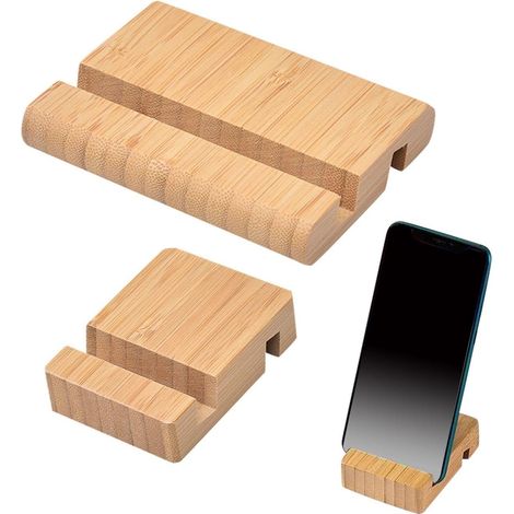 Supporto per telefono/tablet in due pezzi, supporto per telefono in legno, supporto da scrivania creativo, base di supporto multifunzionale per telefono. (1/2)