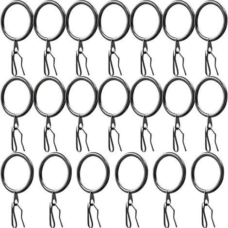 20 Pièces Curtain Rings,Anneaux de Rideaux Métal und Crochet Rideau Metal,Rideau de Porte,Rideaux de che(Noir) (1/5)