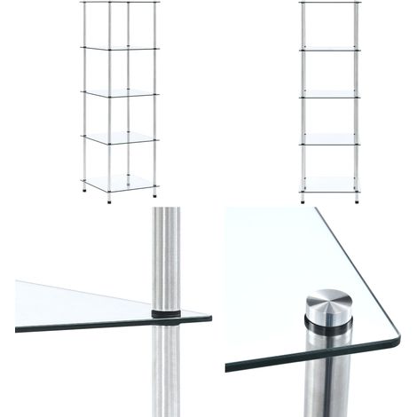 Étagère 5 niveaux Transparent 40x40x130 cm Verre trempé - Bibliothèque Design - Étagère Vitrée - Meuble Rangement - Bibliothèque Moderne - Étagère Transparente - Home & Living