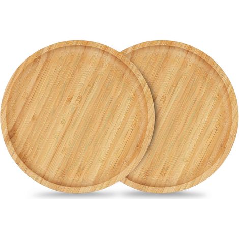Lot de 2 soucoupes en bambou, pour pots de fleurs de 15 à 20 cm Plateau en bambou 20 cm, plateau en pot de fleurs (1/5)