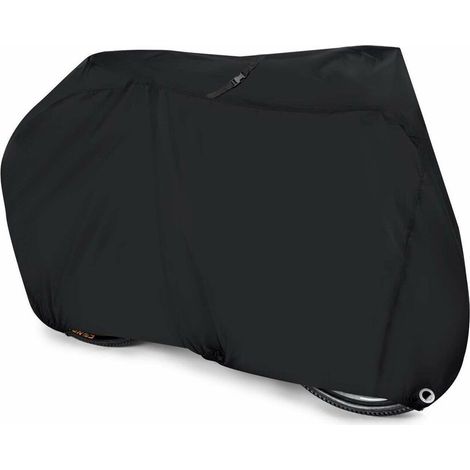 Housse de vélo Housse de pluie imperméable en nylon 190T Protection contre la pluie UV Housse anti-poussière robuste pour VTT, vélo de route avec sac de rangement verrouillable (noir) (1/5)