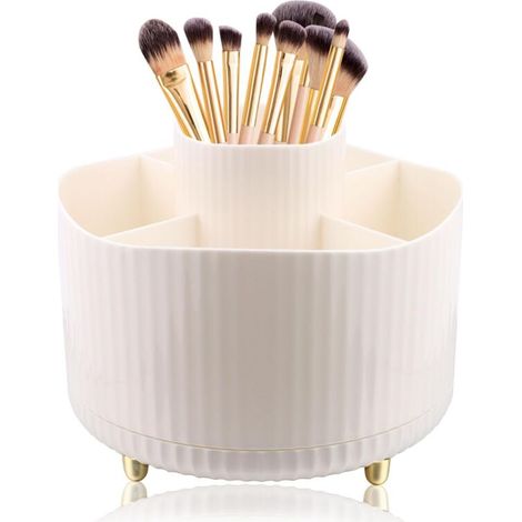 Makeup storage box, 360-degree rotating makeup storage box, makeup organizer, 5 compartments (white) (1/5)