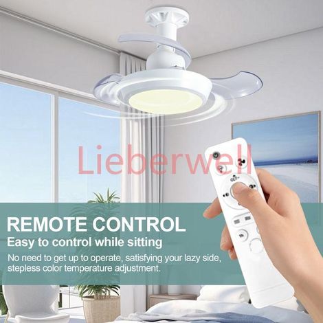 Ventilateur de Plafond avec Lumière et Telecommande, 42CM 33W Petit Dimmable Ventilateur LED avec Douille E27, 3 Vitesses, Minuterie (1/5)