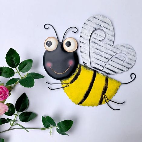 Murs d'abeilles métalliques décorées 3D Murs d'abeilles métalliques Décorations de jardin Sculptures d'abeilles adaptées au jardin, maison, salon, terrasse, balcon, cadeaux idées (1/5)
