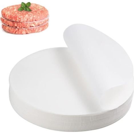 500 Pièces Papier Antiadhésive Steak Haché Diamètre 10 cm, Papier Sulfurisée de Galettes Hamburger, Papier Parchemin Ronde (1/4)