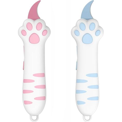 Lot de 2 cutters en forme patte chat, lame rétractable acier avec (1/5)