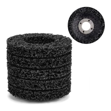 RHG Lot de 5 Disques Abrasifs pour Meuleuse 100 mm 60 Poly Strip Disc Outil de Nettoyage pour Enlever Rouille/Peinture/Ecaillage,noir (1/5)