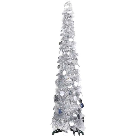 vidaXL Árbol de Navidad artificial emergente PET plateado 120 cm (1/5)