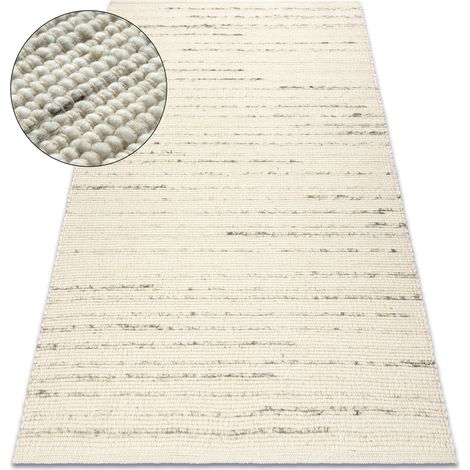 NEPAL 2100 white / natural grey - woolen, double-sided, natural beige 200x300 cm