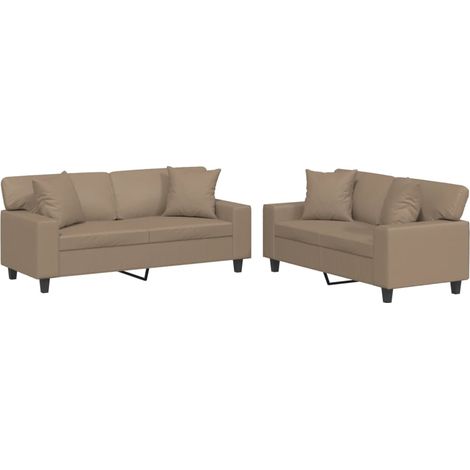 Maison Exclusive - Set di Divani 2 pz con Cuscini Cappuccino in Similpelle