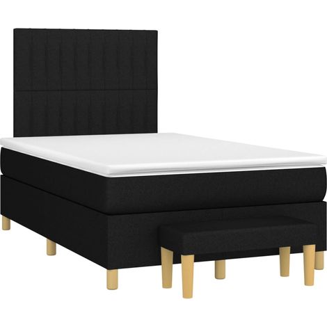 Sommier à lattes de lit avec matelas noir 120x190 tissu (1/5)