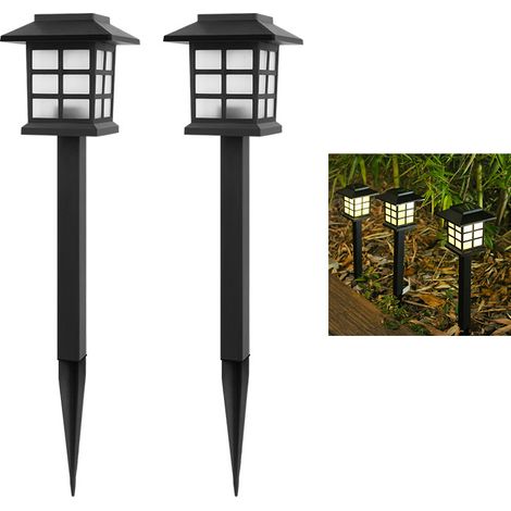 Lampes solaires d'extérieur, lot de 2 lampes solaires LED d'extérieur étanches, lampes solaires pour votre jardin, (lumière chaude) (1/5)