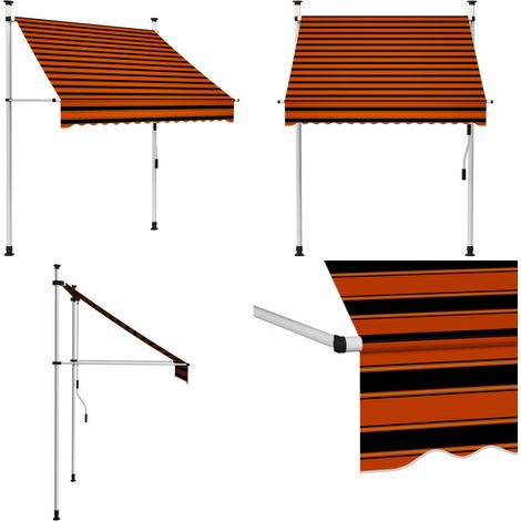 Auvent manuel rétractable 150 cm Orange et marron - Auvent Retractable - Parasol Exterieur - Abri Solaire - Protection Soleil - Store Banne - Home & Living (1/5)