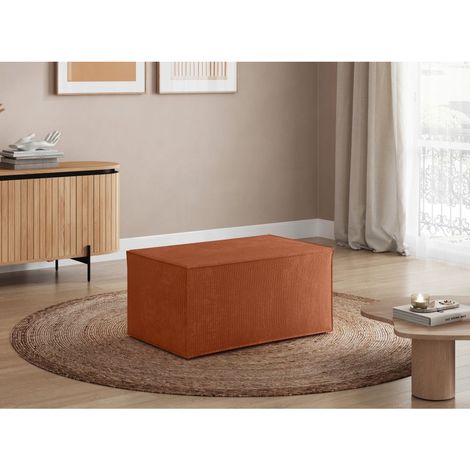 Loungitude – Pouf en velours côtelé terracotta 90x50x41 cm – Garnissage en mousse moelleux – Fabrication européenne (1/5)