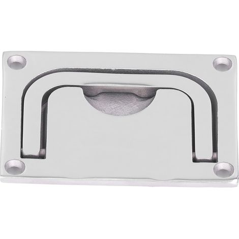 Poignée de trappe bateau encastrée, couvercle de pont relevable, accessoire marine en acier inoxydable 316 poli miroir, forme carrée 96x69mm. (1/5)