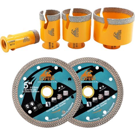 Set di punte per carotaggio, 6 pezzi, struttura diamantata resistente, set da 6 pezzi, filettatura M14 (1/2)