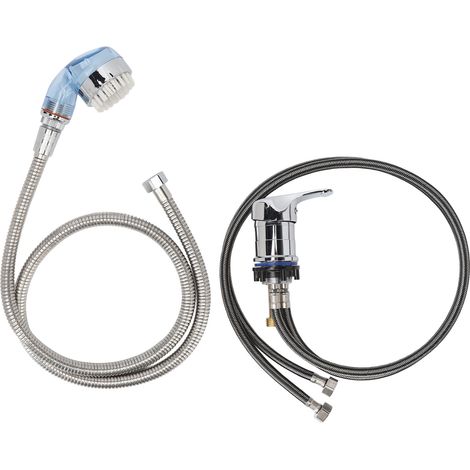 Robinet de lavabo shampoing avec pommeau douche, kit 120cm flexible, tête brosse, mitigeur, ensemble coiffure pour salon. (1/5)
