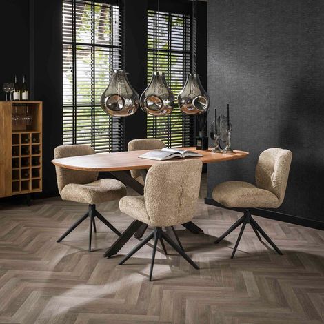 Table à manger ovale en bois avec pied central DARTUS1 (1/5)