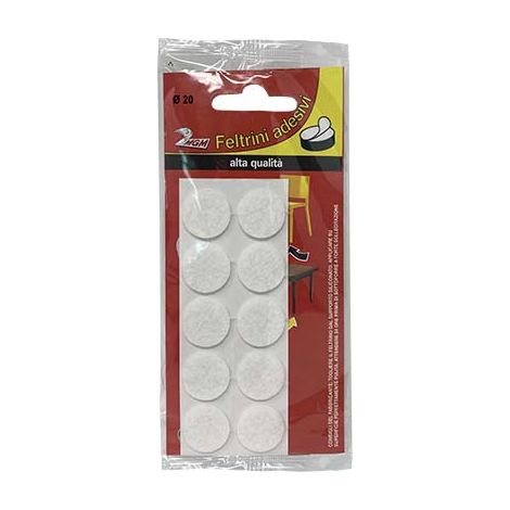 FELTRINO ADESIVO TONDO - BIANCO D.MM 26 CF=PZ 8- 25 confezioni