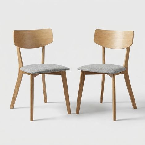 2er-Set Polsterstühle aus Massivholz für Küche und Esszimmer Tokyo - Eiche