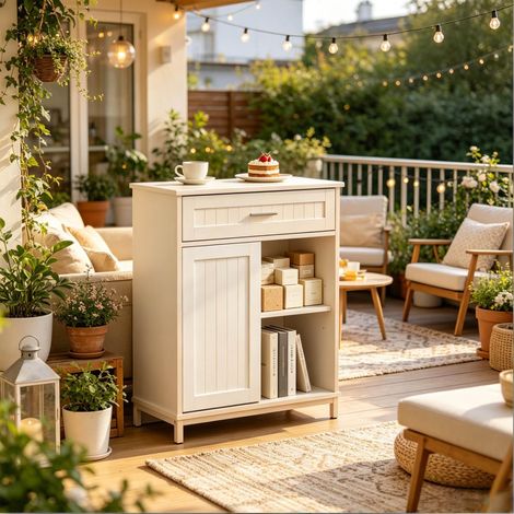 Buffet de rangement 70x30x80,2 cm porte coulissante HAVRYA (1/4)